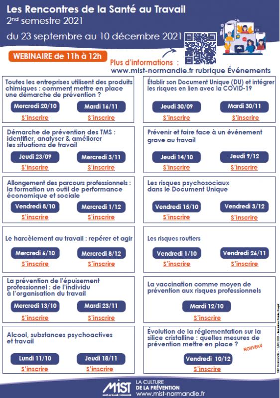 Rencontres de la Santé au Travail 2nd semestre 2021 : inscrivez-vous ! - La culture de la prévention Rencontres de la Santé au Travail 2nd semestre 2021 : inscrivez-vous ! - La culture de la prévention