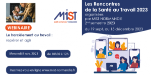 RST 2023 : Le harcèlement au travail, repérer et agir (webinaire) - 8/11/2023