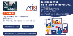 RST 2023 :  La prévention de l’épuisement professionnel (webinaire) - 6/12/2023 - Évènements de MIST Normandie