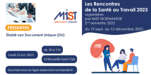 RST 2023 : Établir son Document Unique (DU) (presentiel) - 23/10/2023 - Évènements de MIST Normandie